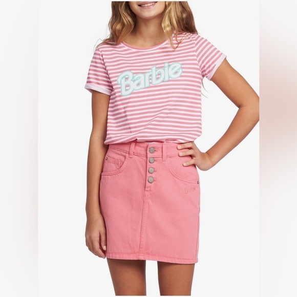 Barbie™ x ROXY Surfing Girl Power Denim Skirt for Girls 8/S - Picture 1 of 4